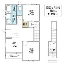 ガーベラレインボー 2階2LDKの間取り