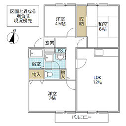 サンビレッジ・プルミエ F棟 1階3LDKの間取り