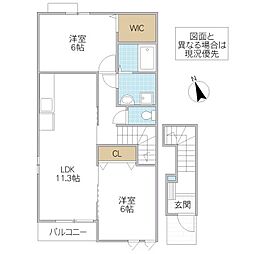 パークメゾン i 2階2LDKの間取り