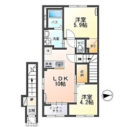(仮)大塚町新築アパートB棟 2階2LDKの間取り