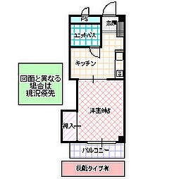 シエル西大島 3階1Kの間取り