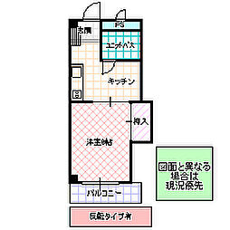 シエル西大島 3階1Kの間取り