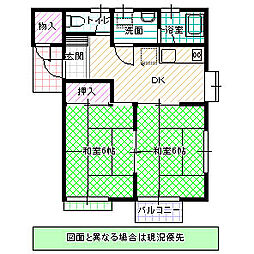 ハミングバード 2DKの間取図画像