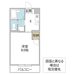 ウェストハイツ 1Kの間取図画像