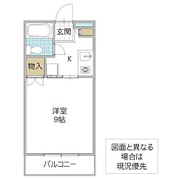 CASA DE VIDA 2階1Kの間取り