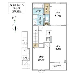 M・フォルモント 2階2LDKの間取り
