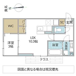 ロンターノ 1階1LDKの間取り