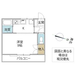 メゾン桜川 1階1Kの間取り