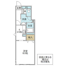 グラン・ドミール 1階1Kの間取り