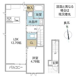 レーガベーネ津田東 2階1LDKの間取り