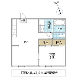 三栄コーポ 1LDKの間取図画像