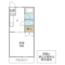 クオーレ吉沢 2階1Kの間取り