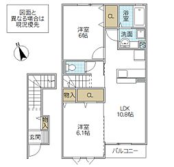 ドッググレイスコート 2階2LDKの間取り