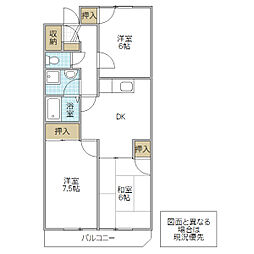 コズミック東赤塚 1階3DKの間取り