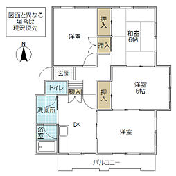 勝田プリンスマンションA 4DKの間取図画像