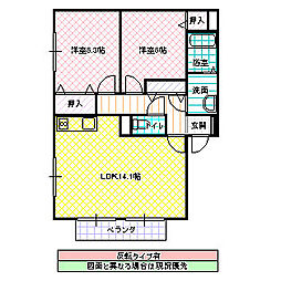 セレニティ グレイス C棟 2階2LDKの間取り