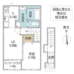 avanti 2階1LDKの間取り