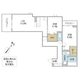 プロスター元山町 3階2LDKの間取り