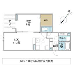 プロスター元山町 1階1LDKの間取り