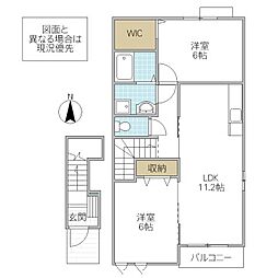 メゾン・ド・ルミノ III 2階2LDKの間取り