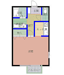 コンフォート青柳 2階1Kの間取り