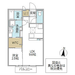 グランマーレMITO C 1階1LDKの間取り