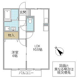 ガーデンシティ 1階1LDKの間取り
