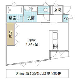 コーキマンション K-4 1階ワンルームの間取り