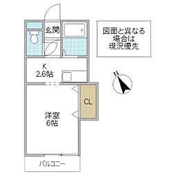 ローズヒルズマミ 1Kの間取図画像