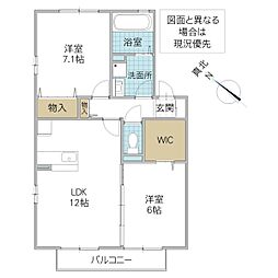 プレミールB 2LDKの間取図画像
