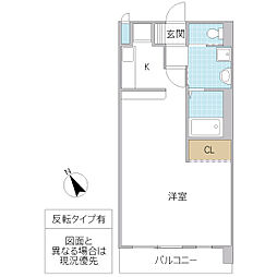 Orchid Court 3階ワンルームの間取り