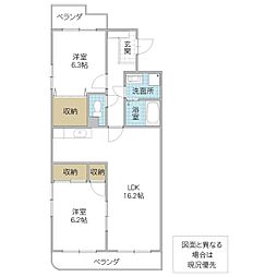 アメニティヒルズ 2LDKの間取図画像
