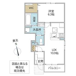 クレール ストーン II 1階1LDKの間取り