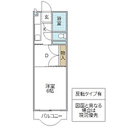 フォーライフ那珂町 3階1DKの間取り