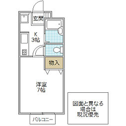 シャトーラパン 1Kの間取図画像
