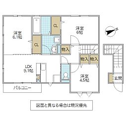 パークドオートム F 2階3DKの間取り