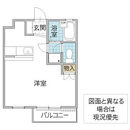 ストロベリーフィールズ C 2階ワンルームの間取り