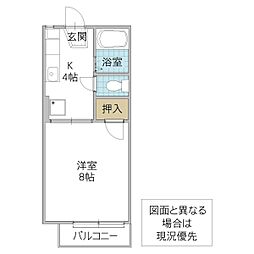 アネックス デムス B棟 1階1Kの間取り