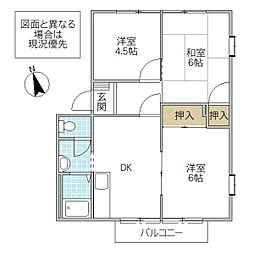 カサヴェール千波B 3DKの間取図画像