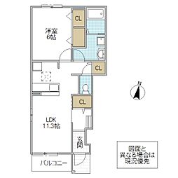ファシネィション3119 1階1LDKの間取り