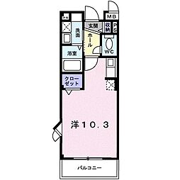 アグレイア 3階ワンルームの間取り