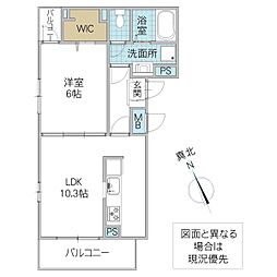 サニールーチェ 千波 3階1LDKの間取り