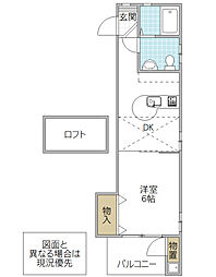 マリーナスクエア 4階1DKの間取り
