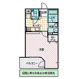 ルミナスフィオーレ 1階1Kの間取り