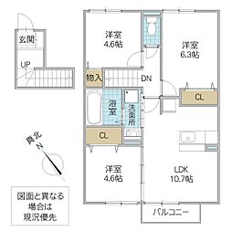 ヴァレンティーナ F 2階3LDKの間取り