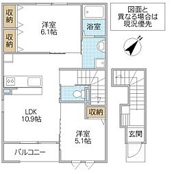 Wing Court K 2階2LDKの間取り