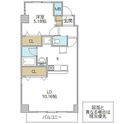 プロシード水戸 2 7階1LDKの間取り