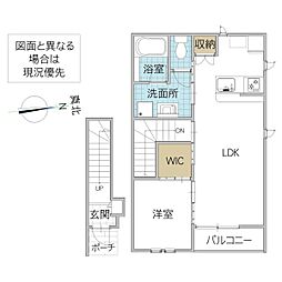 レーガベーネ市毛 II B棟 204号室 2階1LDKの間取り
