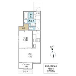 クラール K 1階1LDKの間取り