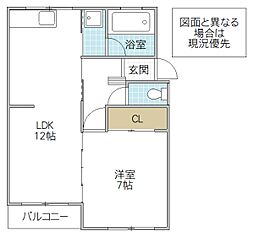 グリーンハイツ 2階1LDKの間取り
